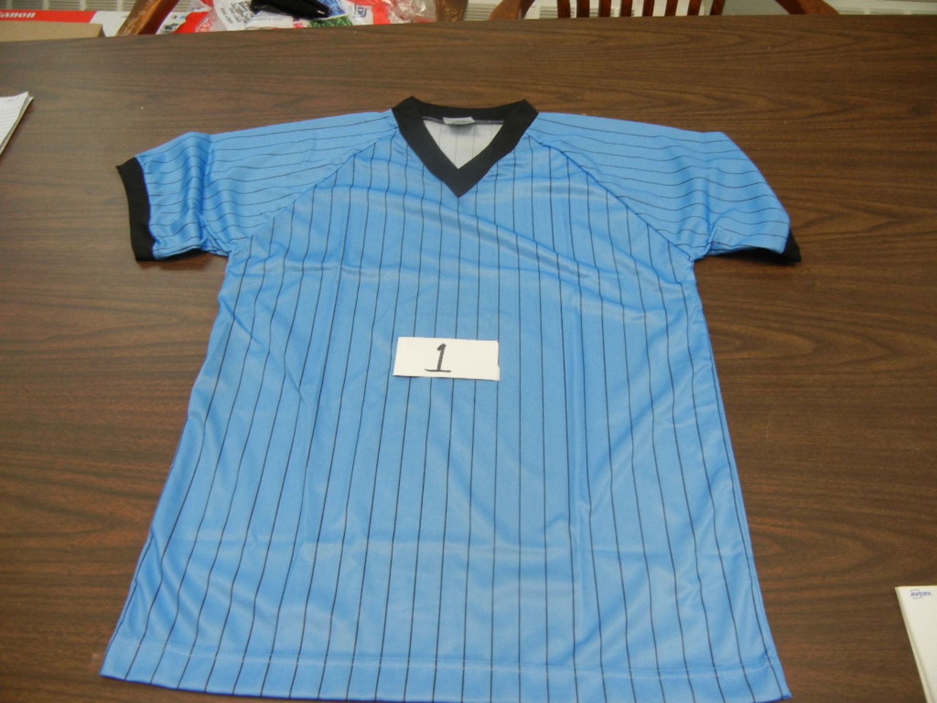 Adult Soccer Jersey 100% Polyester Pinstripe Ribbed V-Neck, Raglan Sleeves VKM# A695 4 cases of 36