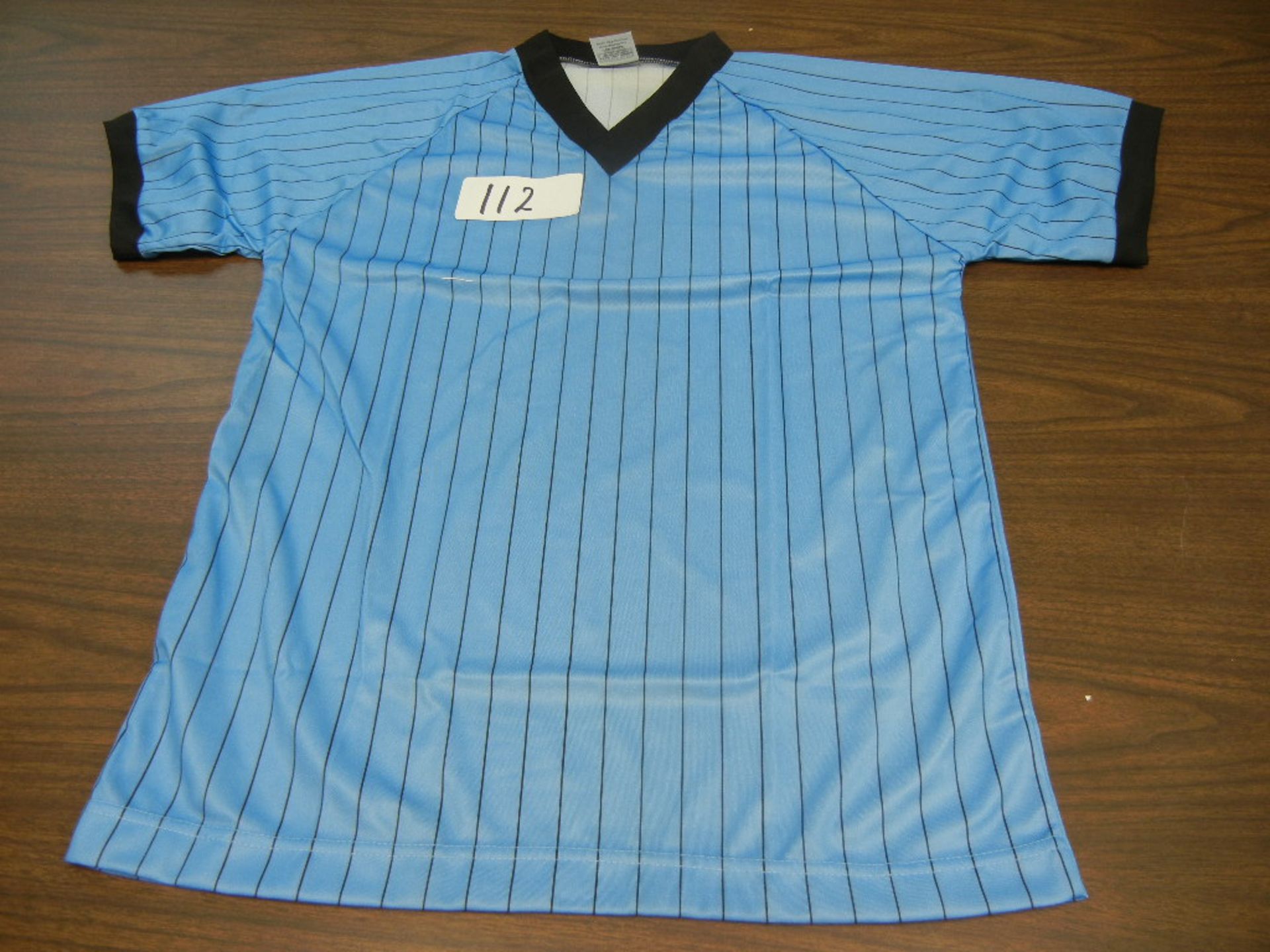 Youth Soccer Jersey 100% Polyester Pinstripe Ribbed V-Neck, Raglan Sleeves VKM# A695