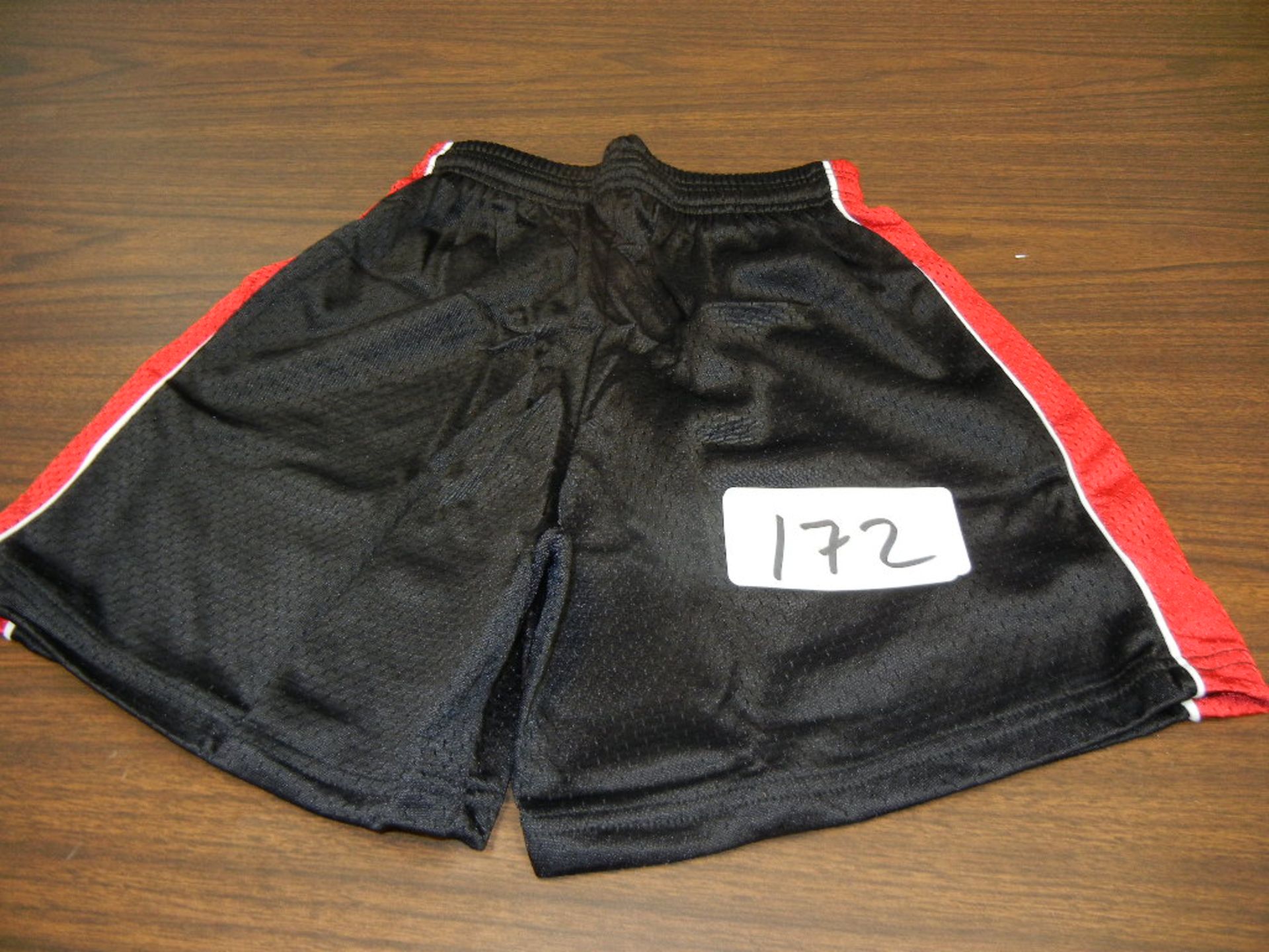 Youth 100% Nylon Tricot Mesh Lacrosse Short, Contrasting Trim All M/L VKM#Y751 Black/Scarlet/White