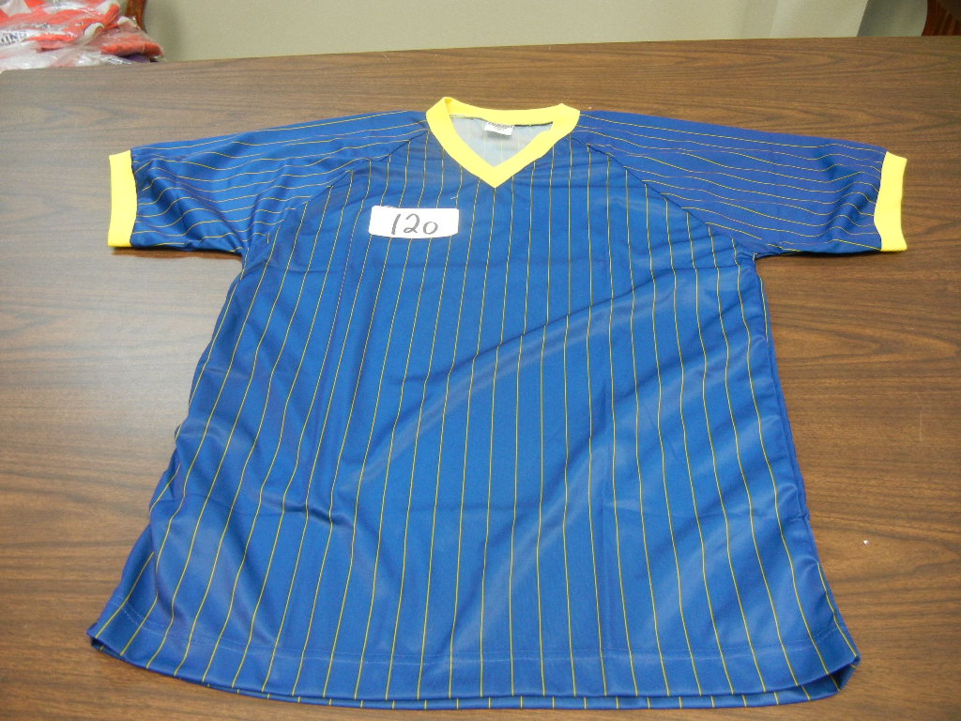Youth Soccer Jersey 100% Polyester Pinstripe Ribbed V-Neck, Raglan Sleeves VKM# Y695