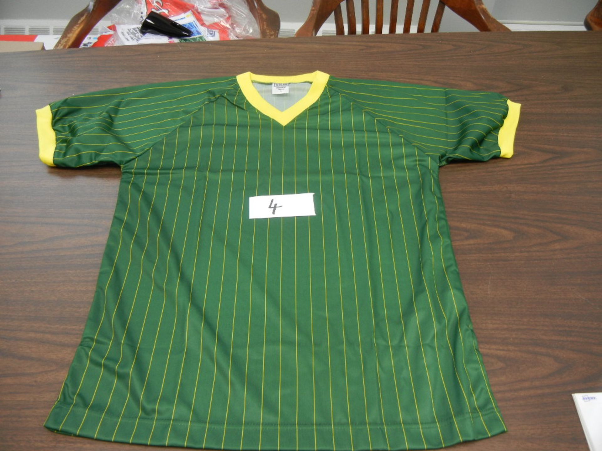 Adult Soccer Jersey 100% Polyester Pinstripe Ribbed V-Neck, Raglan Sleeves VKM# A695 4 cases of 36