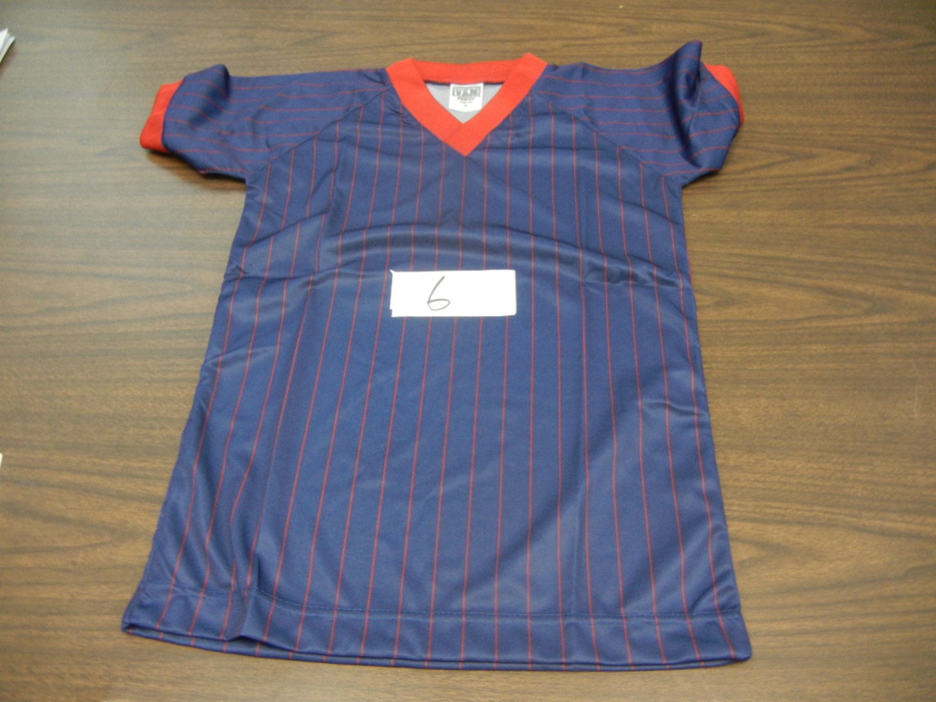 Adult Soccer Jersey 100% Polyester Pinstripe Ribbed V-Neck, Raglan Sleeves VKM# A695 4 cases of 36