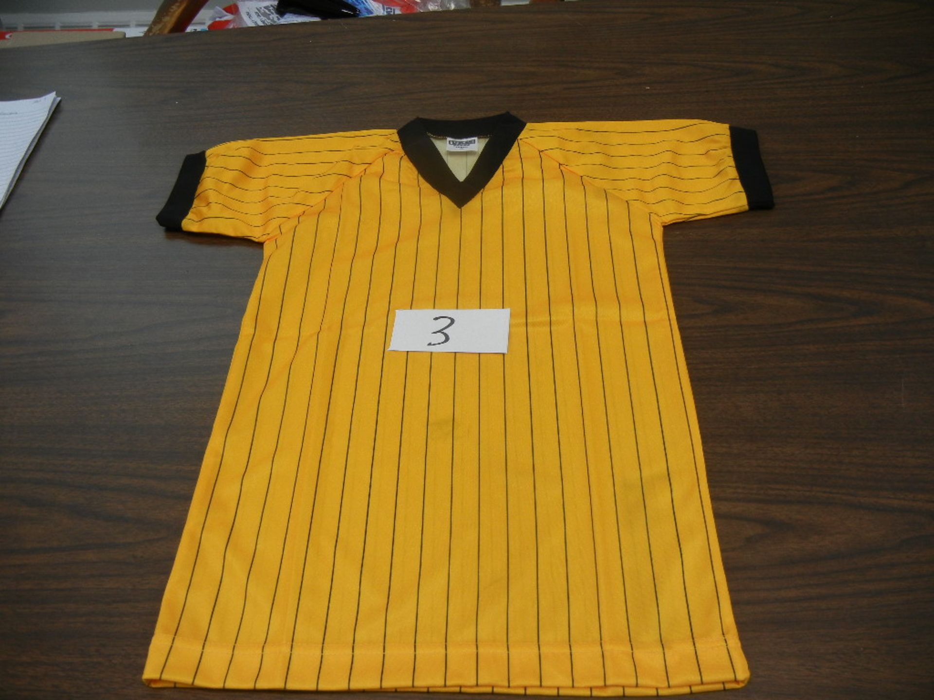 Adult Soccer Jersey 100% Polyester Pinstripe Ribbed V-Neck, Raglan Sleeves VKM# A695 3 cases of 36