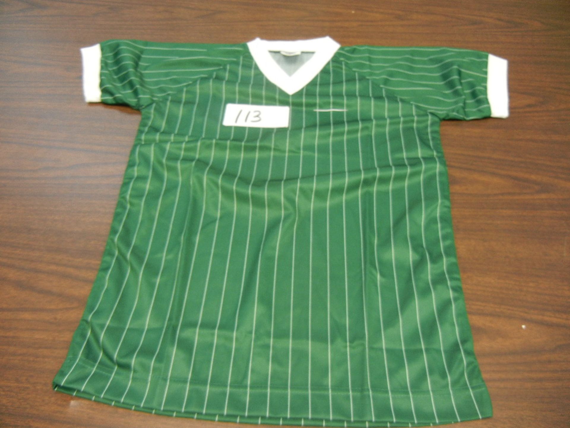 Youth Soccer Jersey 100% Polyester Pinstripe Ribbed V-Neck, Raglan Sleeves VKM# A695