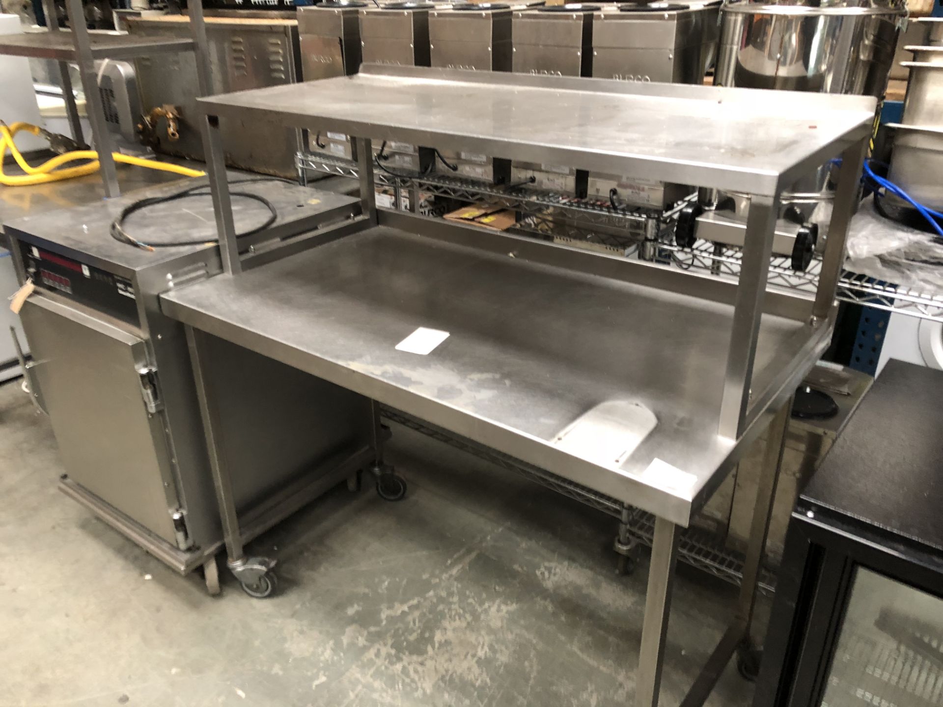 Stainless Steel Table with Over Shelf on Wheels