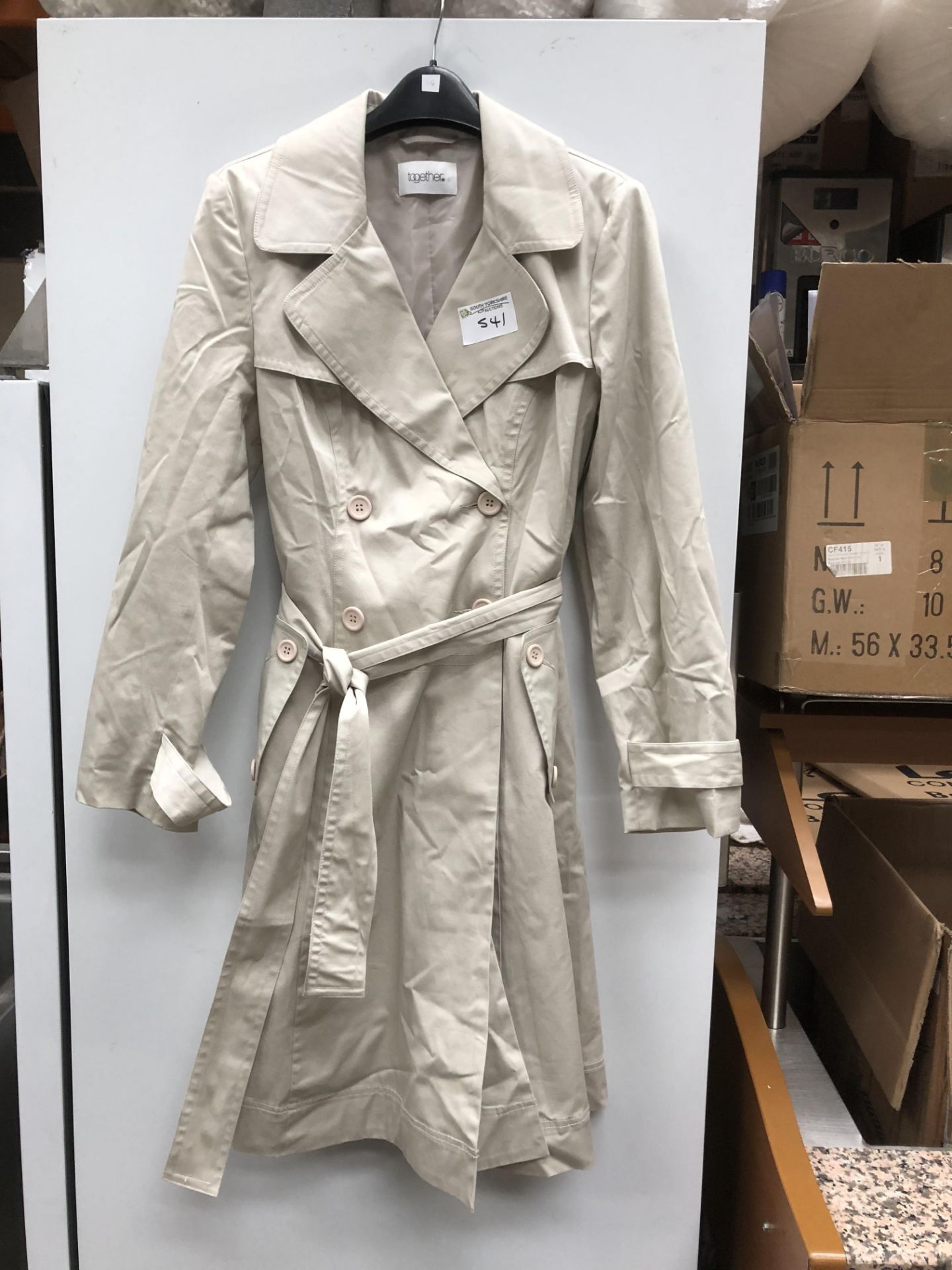 Long Beige Trench Coat Style, Size 16