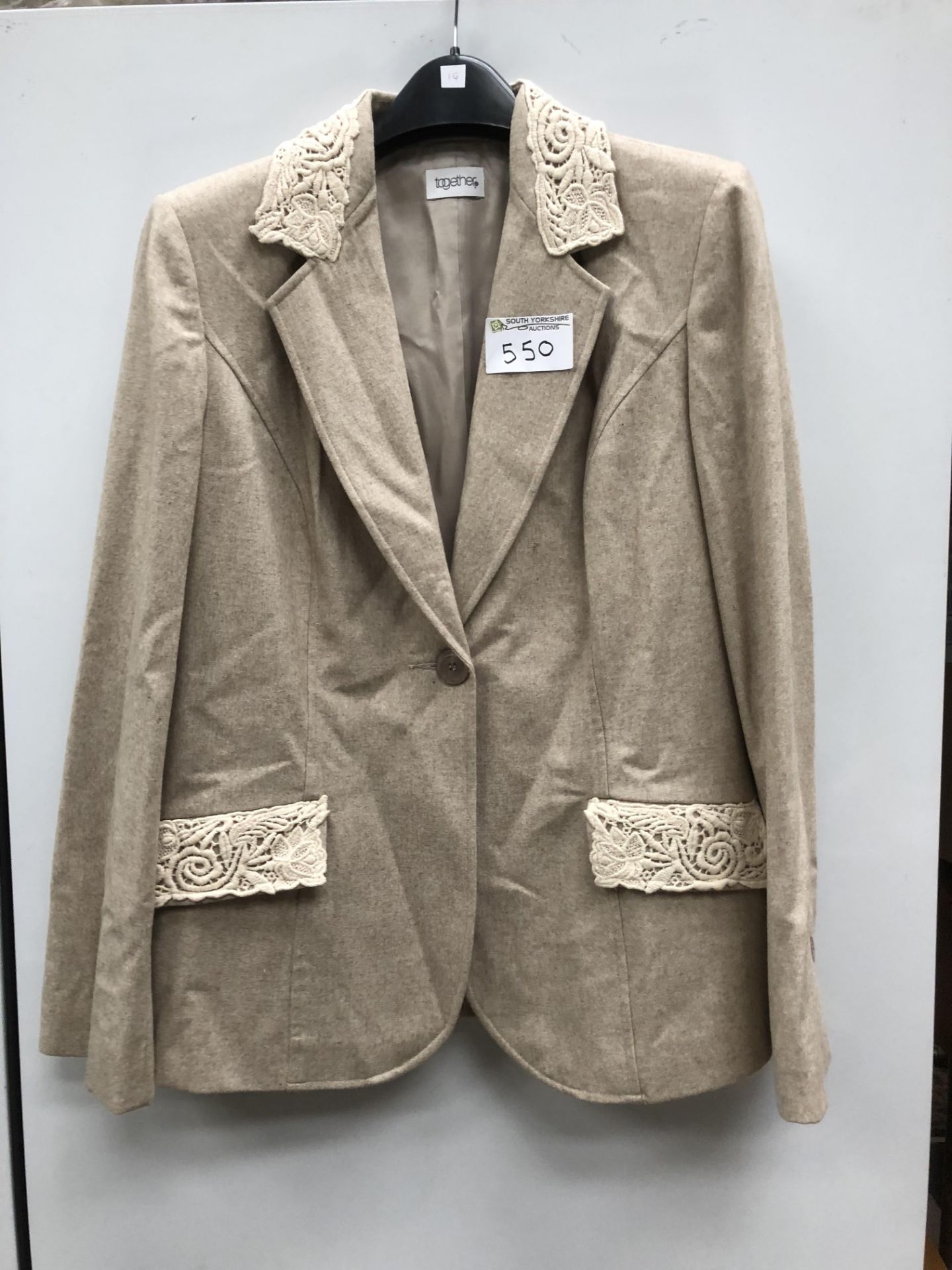 Beige Jacket Detailed Collar, Size16