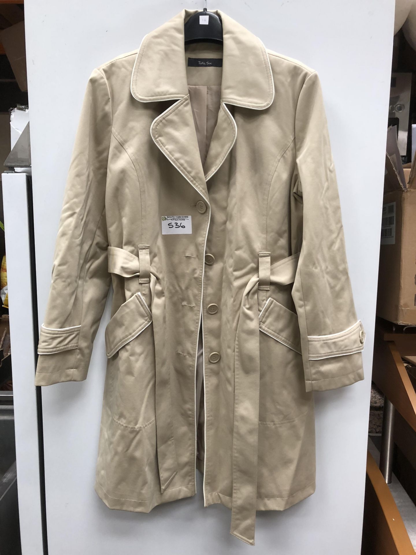 Long Beige Trench Style Coat Size 16