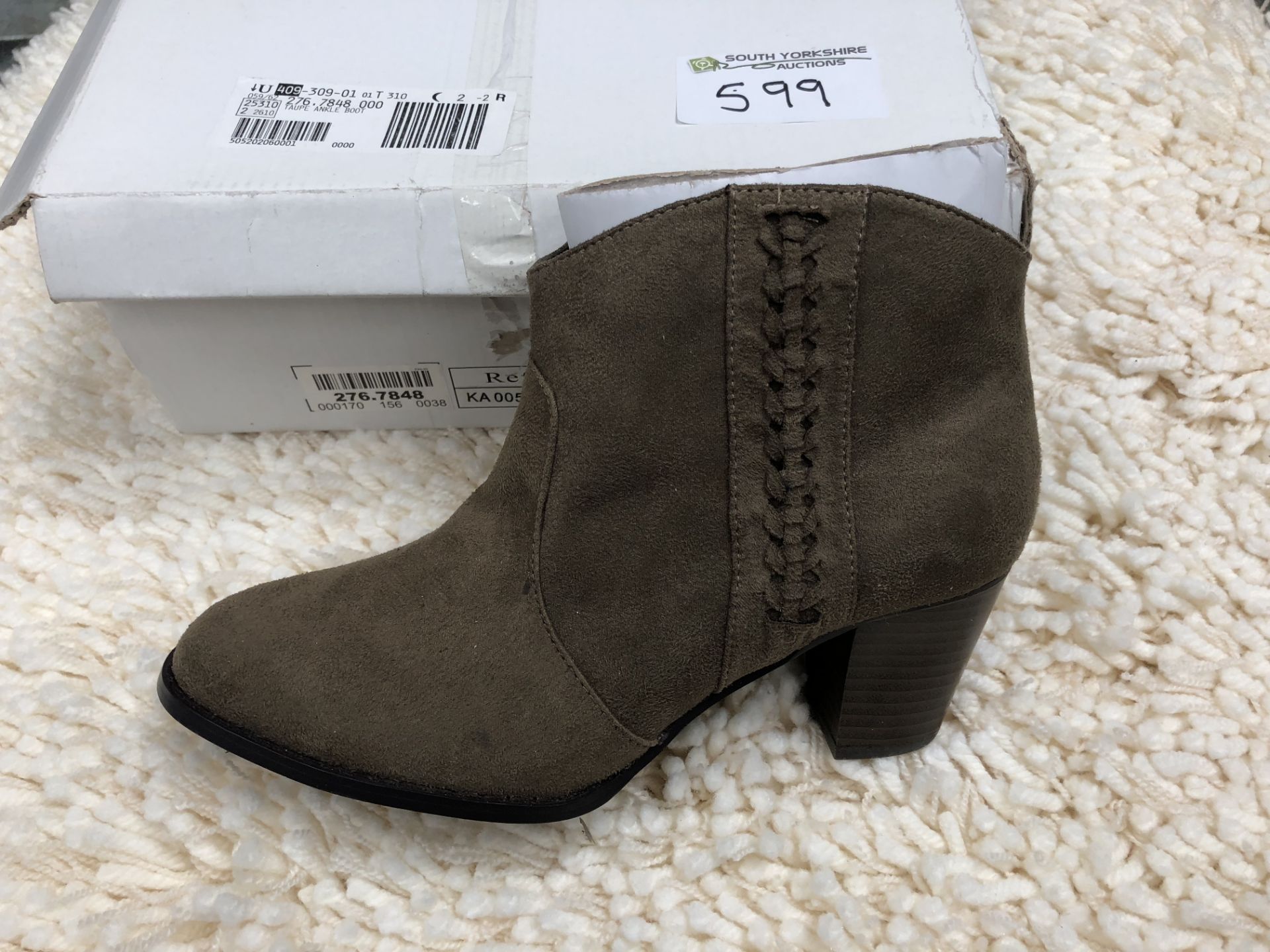Unknown, Size 5, Brown Suede Heel Short Boots, New and Boxed
