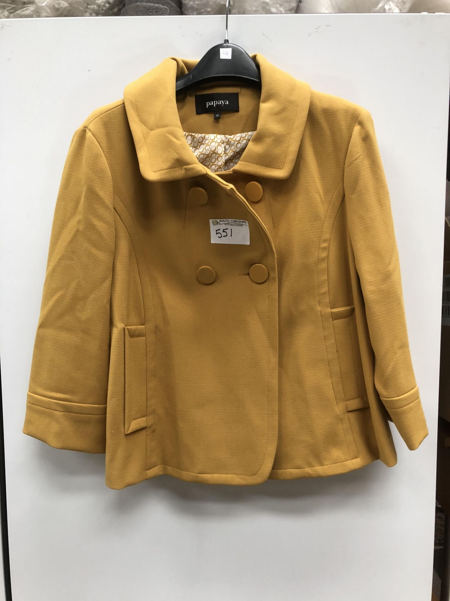 Mustard Jacket 3/4 Sleeve, Size 16