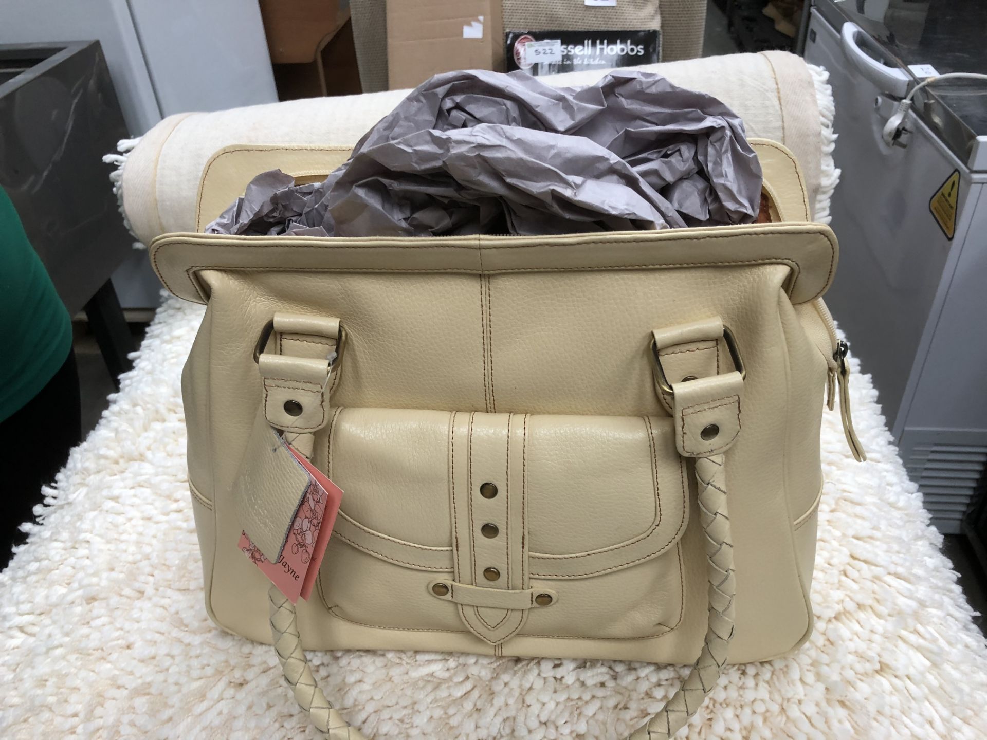 Large Cream Leather Handbag, New with Tags