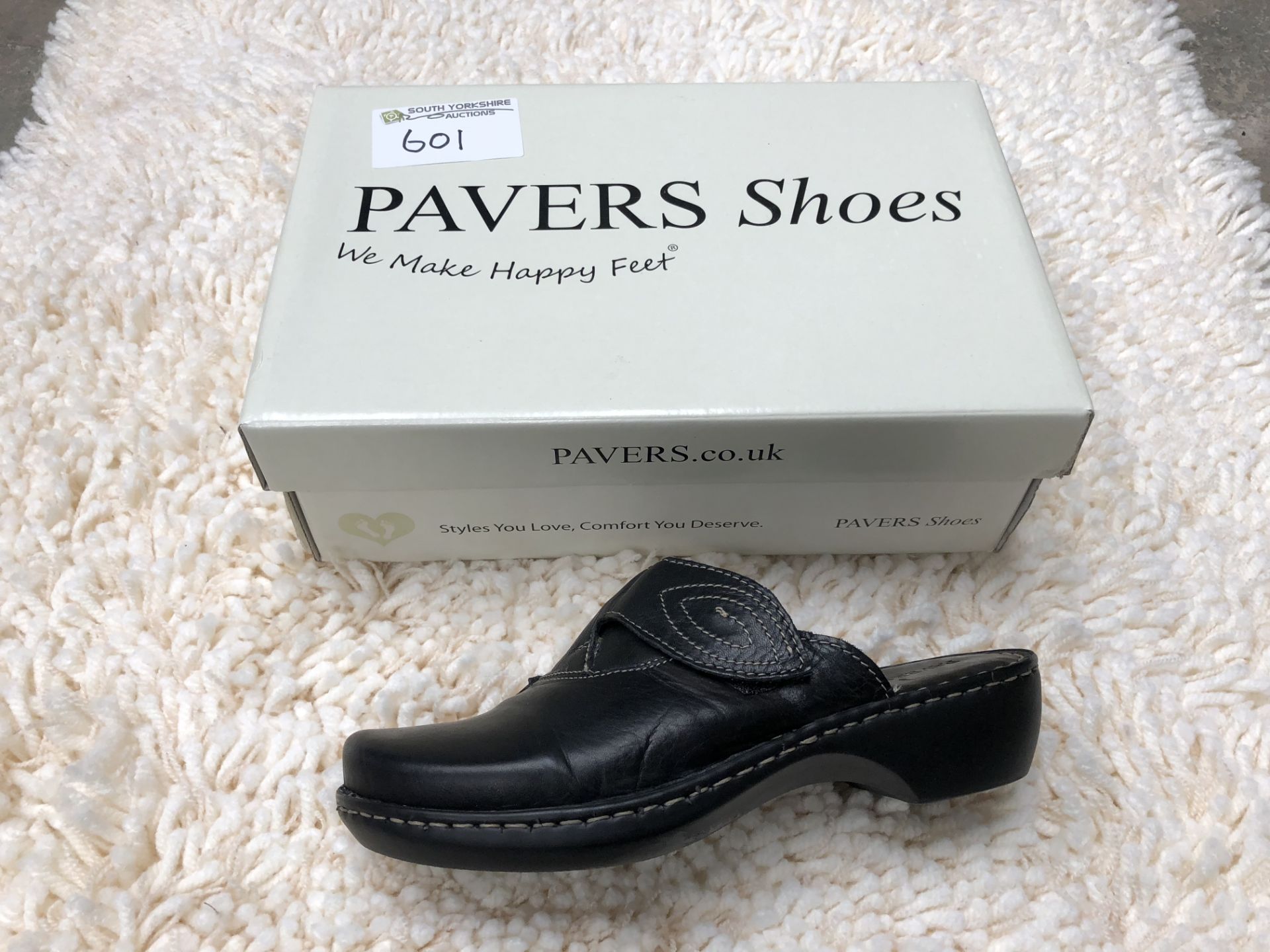 Pavers, Size 5, Black Leather Slip ons, New and Boxed
