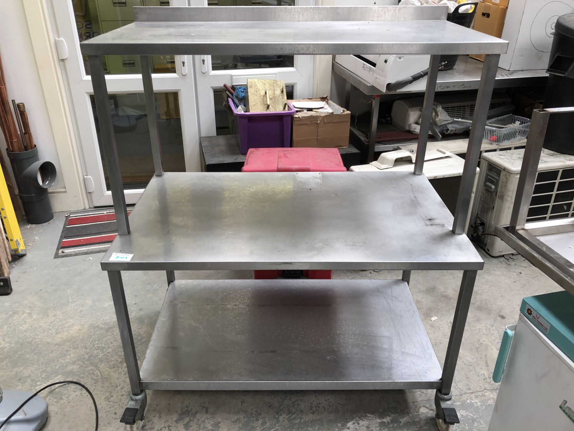 2 x Tier Stainless Steel Table on Wheels