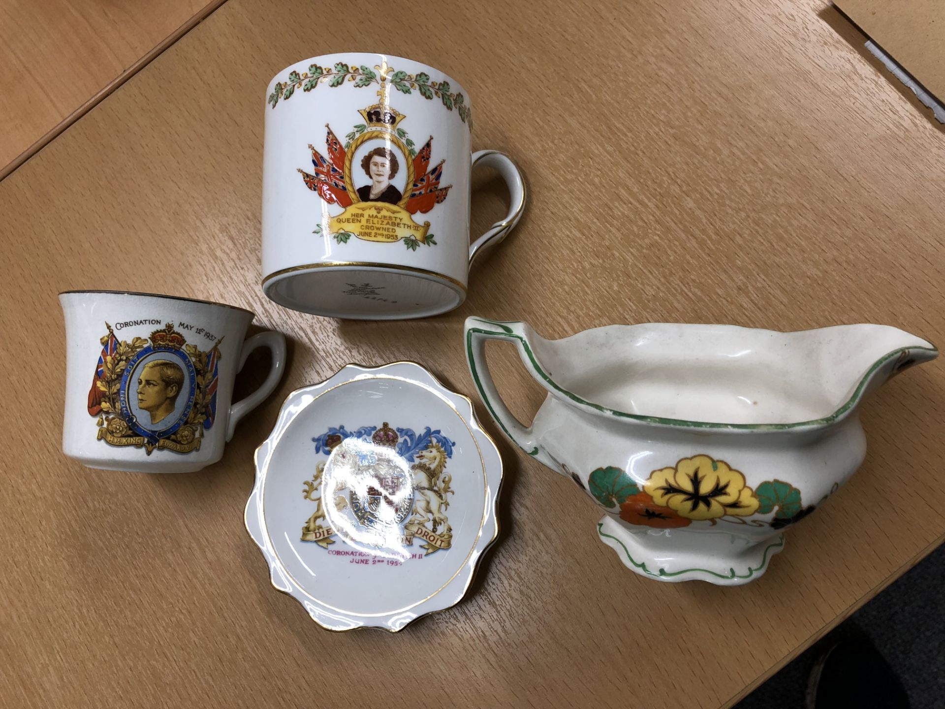 Cream Jug, Coronation Cups and Plate