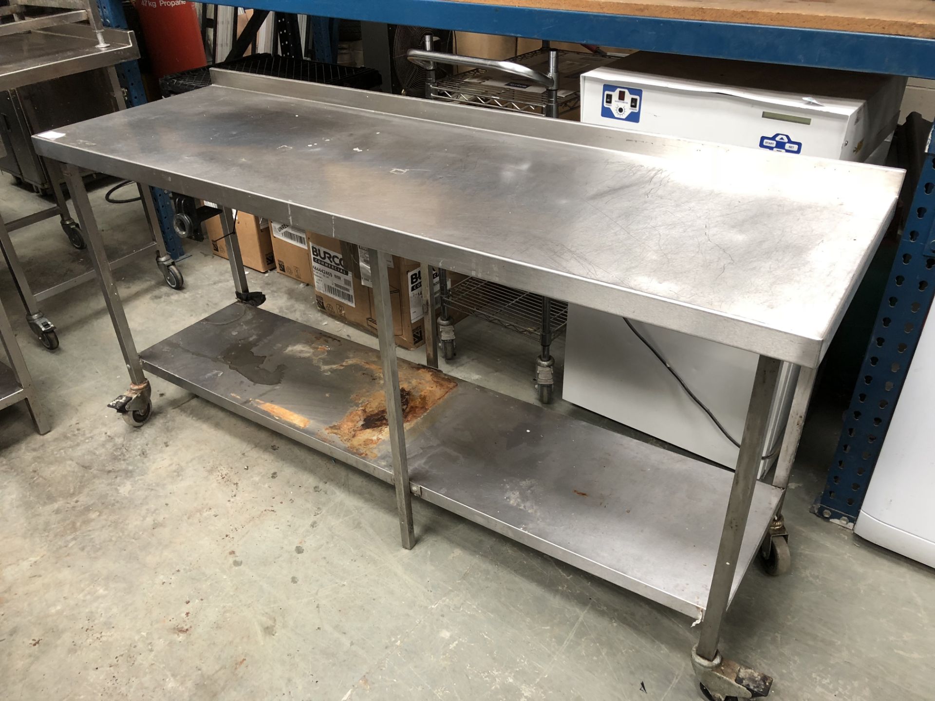 Large Stainless Steel Table on Wheels