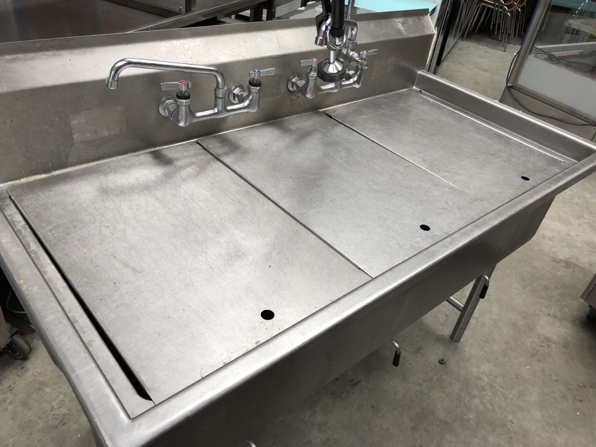 Stainless Steel Triple Sink Unit and Spray Arm - Image 5 of 5