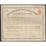 1893 Chilian Assets Balance Certificate - EXTERNAL DEBT CERTIFICATE with embossed one penny stamp