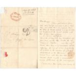 POSTAL HISTORY 1826 - Entire with Red postmark 12 noon & handstamp T.P