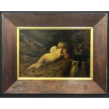 ATTRIBUTED TO WILLIAM EDWARD FROST 1810-1877 OIL ON BOARD - CUPID DRINKING FROM A POOL