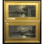 GIANNI - ITALIAN - PAIR OF GOUACHE STUDIES OF VENICE AT NIGHT