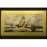 WILLIAN THORNLEY 1858-1898 OIL ON BOARD OF FISHING BOATS - SIGNED