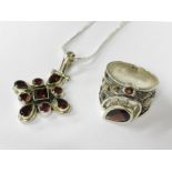 Sterling silver Garnet pendent and ring