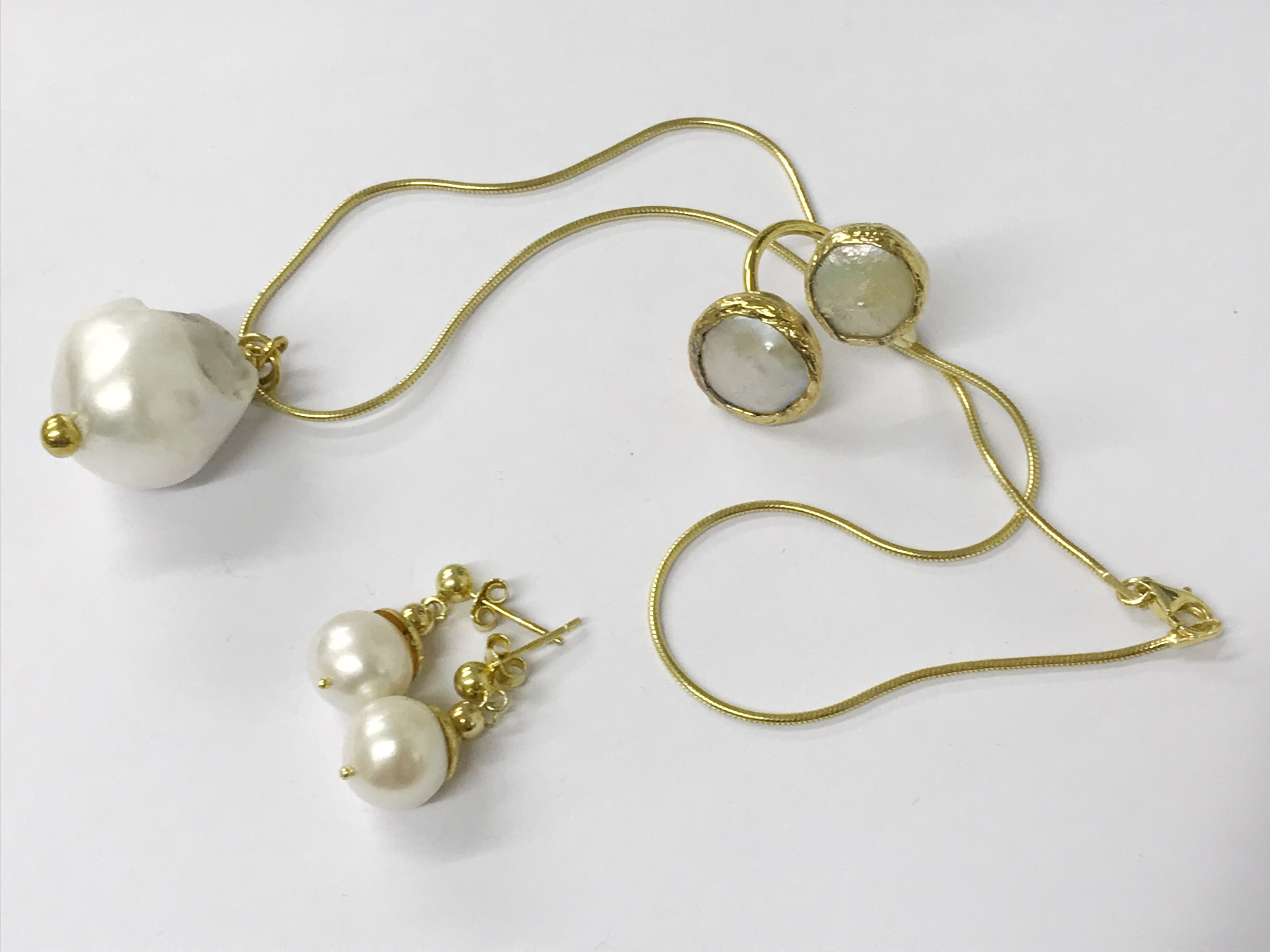 14k gilt silver south sea pearl set - Image 2 of 3