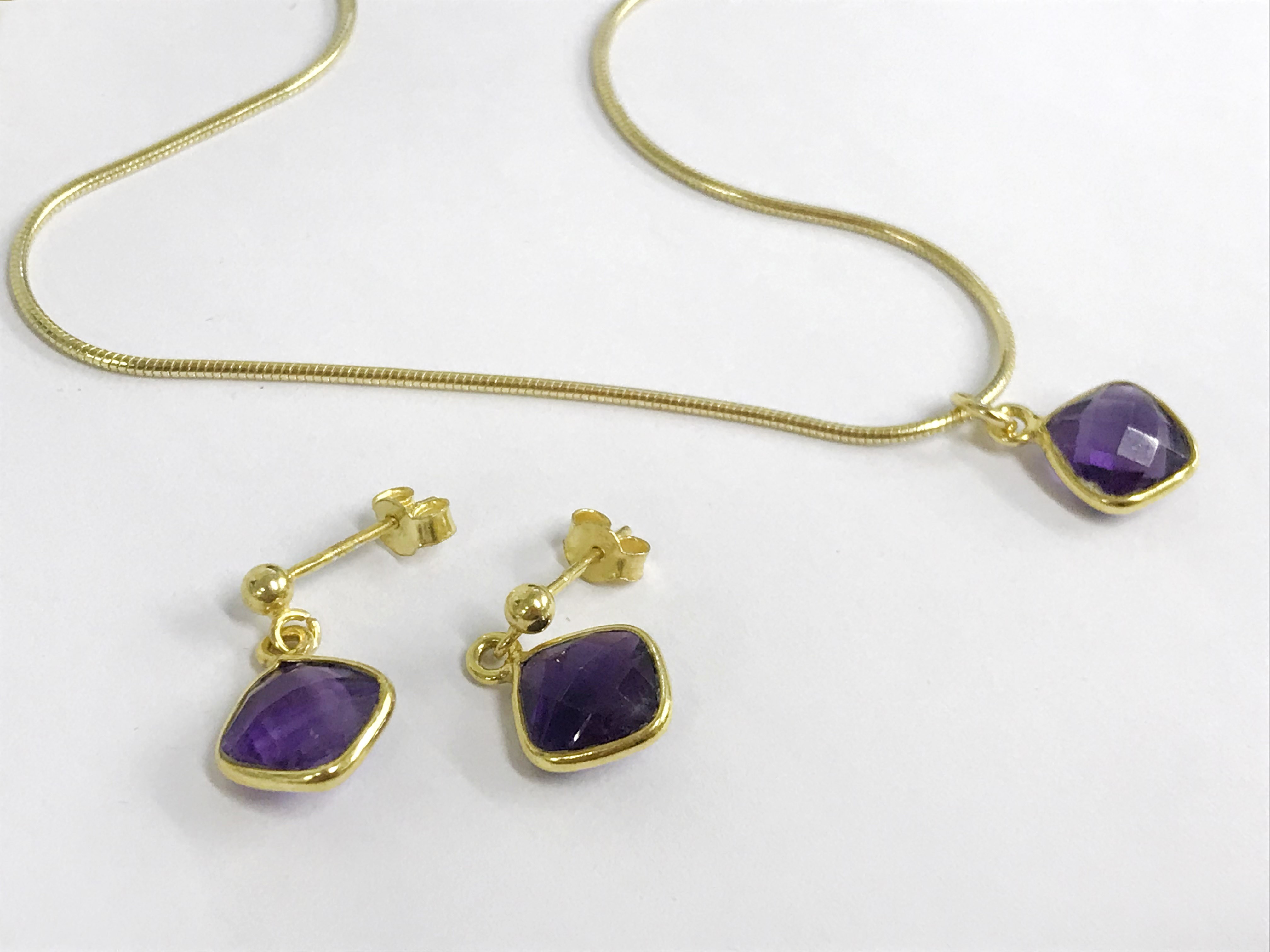 14k gilt silver amethyst set - Image 3 of 3