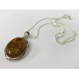 Sterling silver Baltic amber pendent