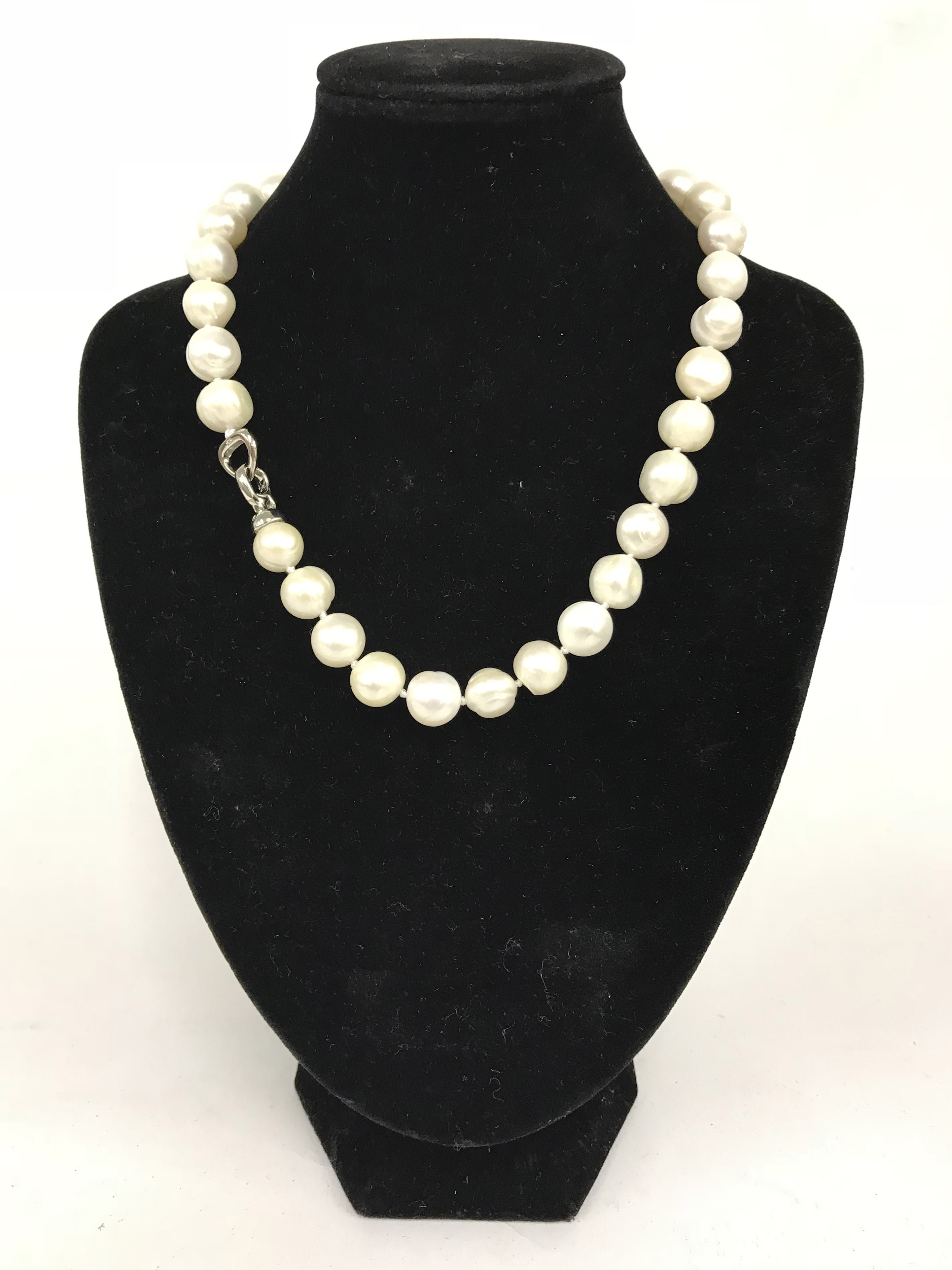 sterling silver large pearl necklace