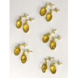 X5 Pairs of earrings 14k gilt Citren gemstone stud