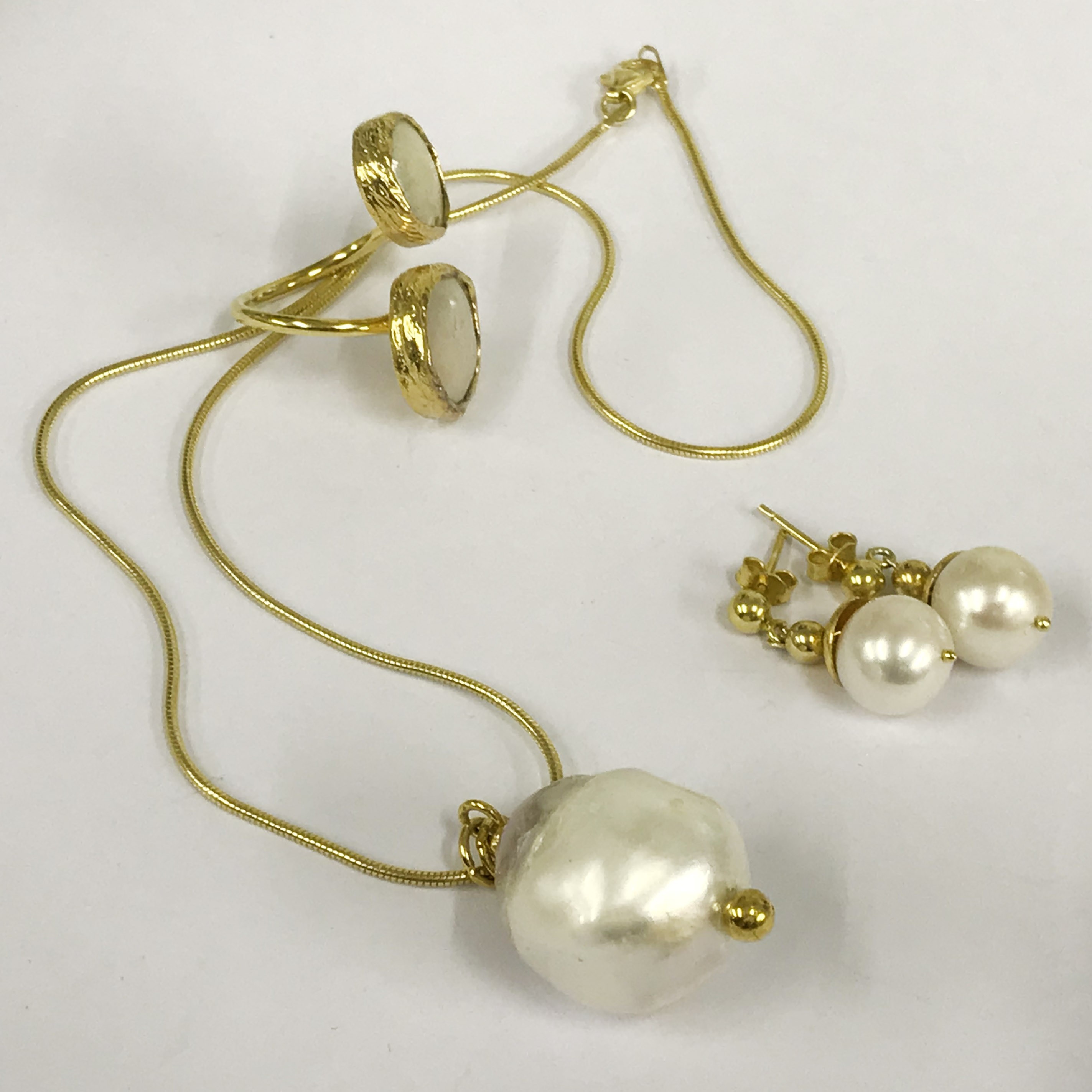 14k gilt silver south sea pearl set - Image 3 of 3