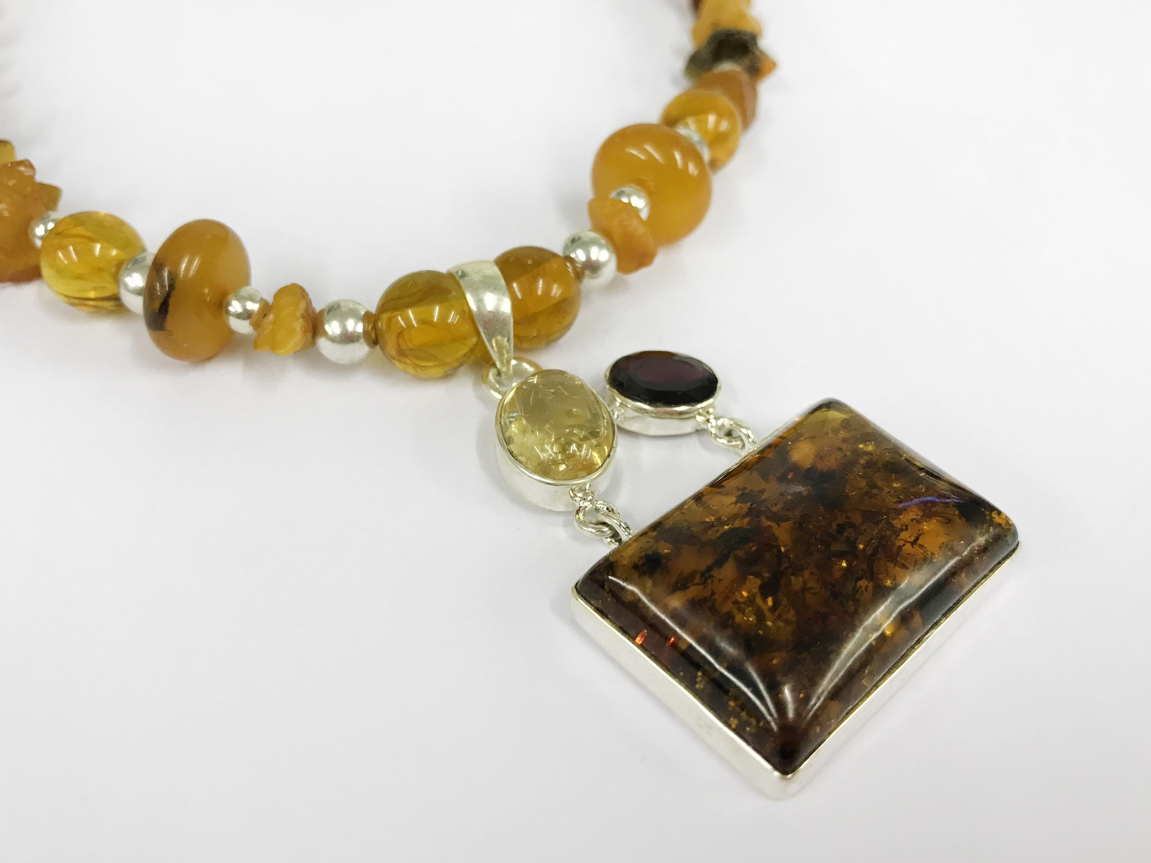 sterling silver Baltic amber necklace - Image 2 of 3