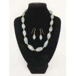 14k gilt silver aqua marine necklace and earrings set