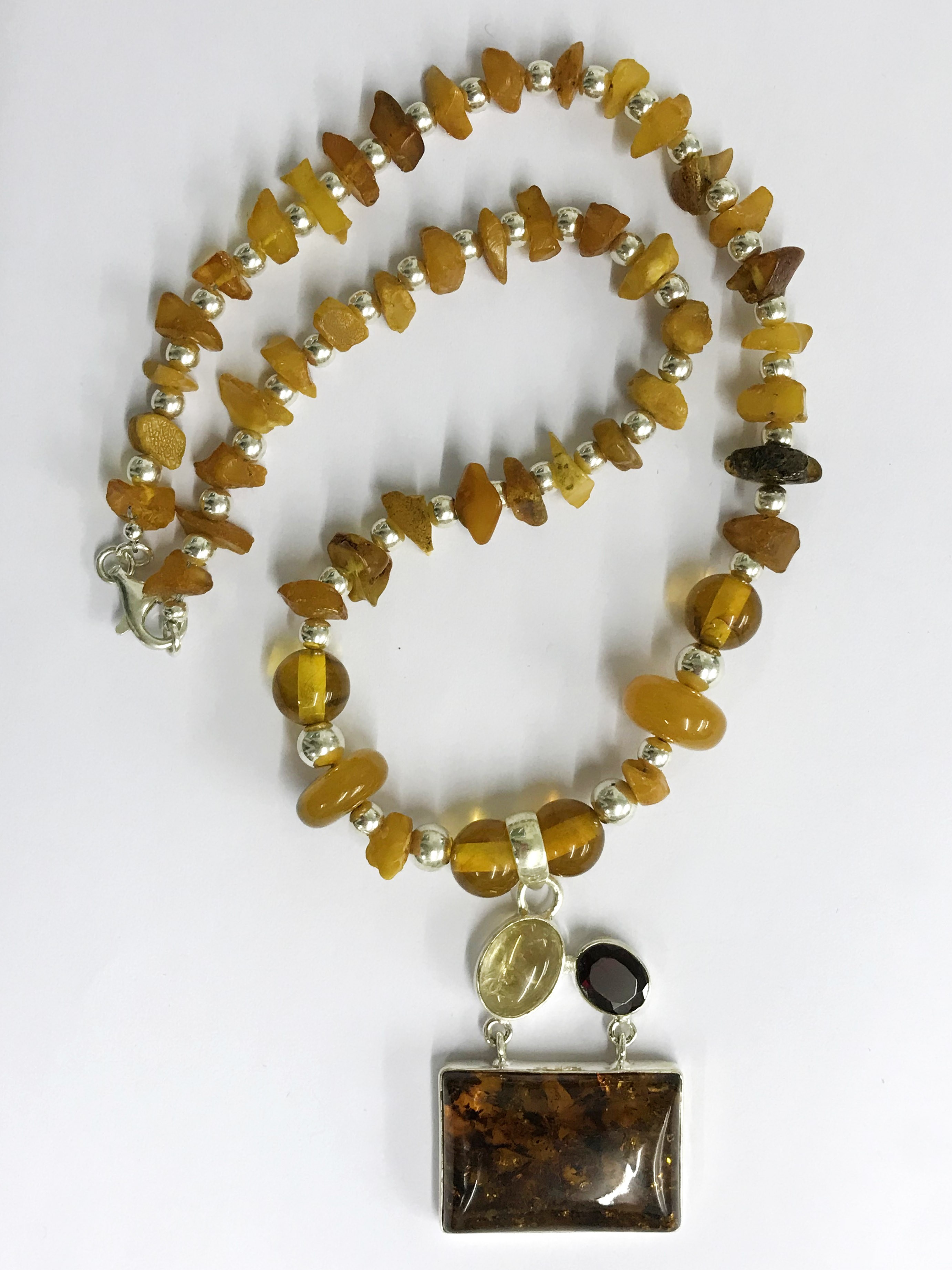 sterling silver Baltic amber necklace - Image 3 of 3