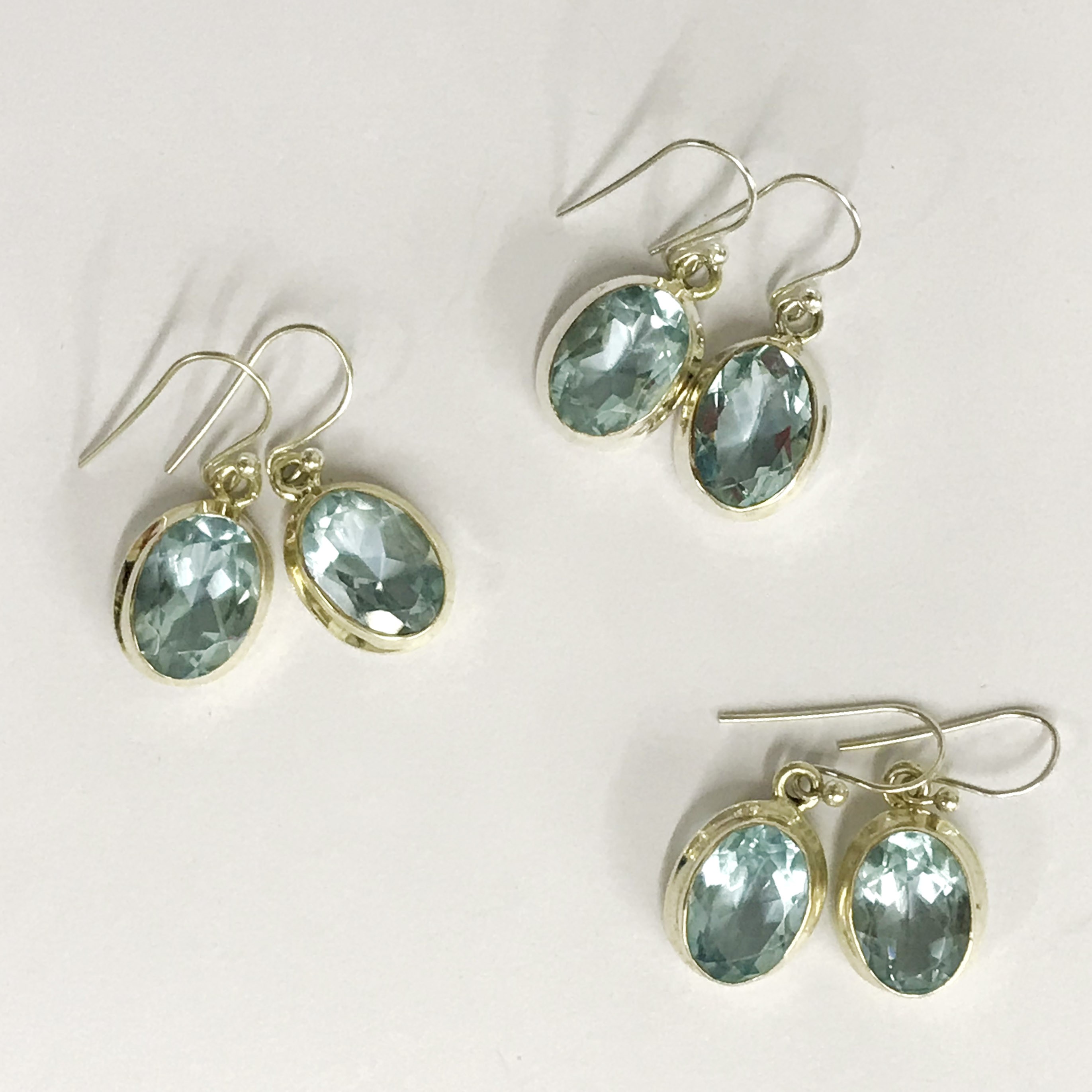 X3 Sterling silver topaz earrings - Image 2 of 2