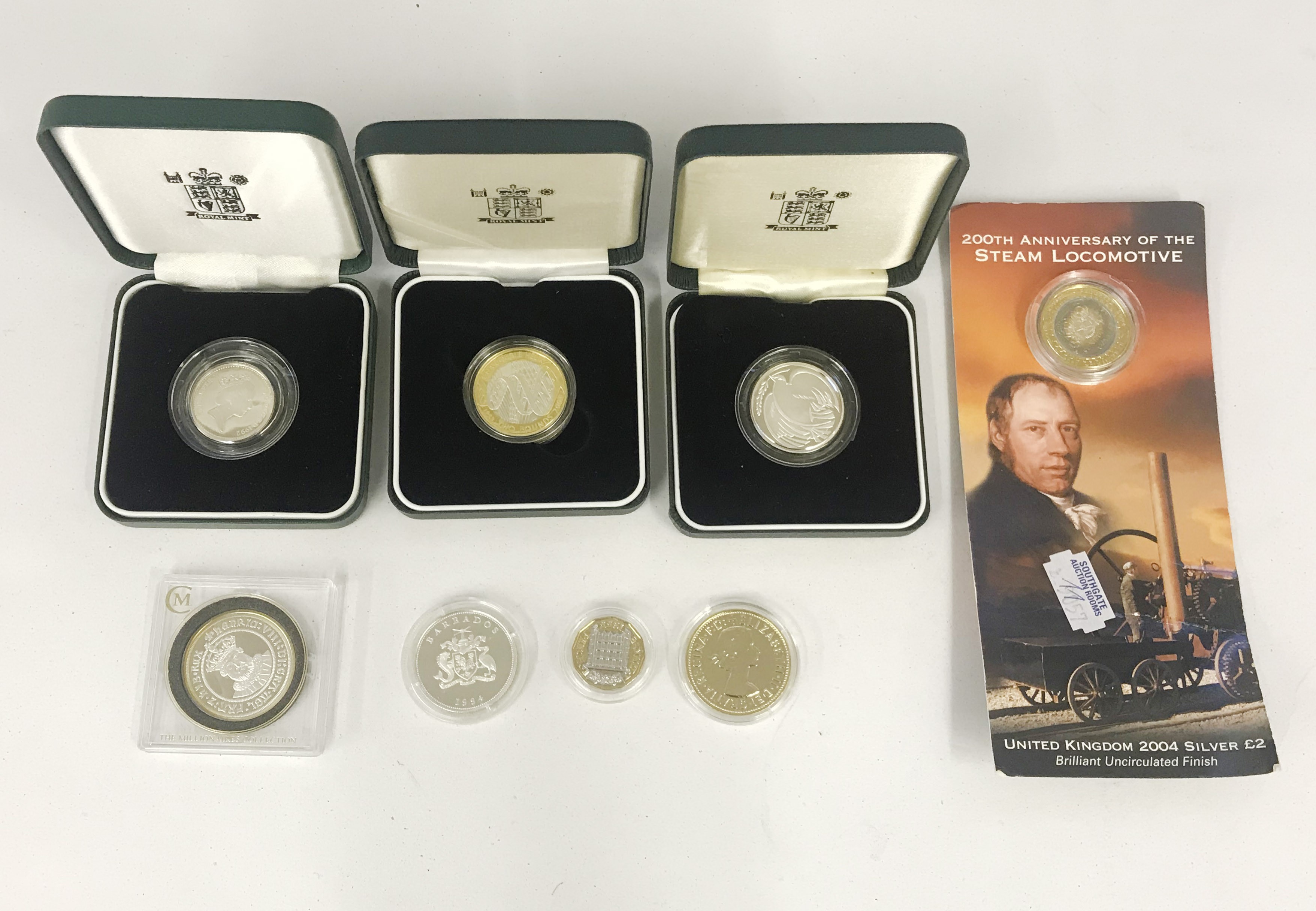 8 SILVER COLLECTORS COINS (SMALLER)