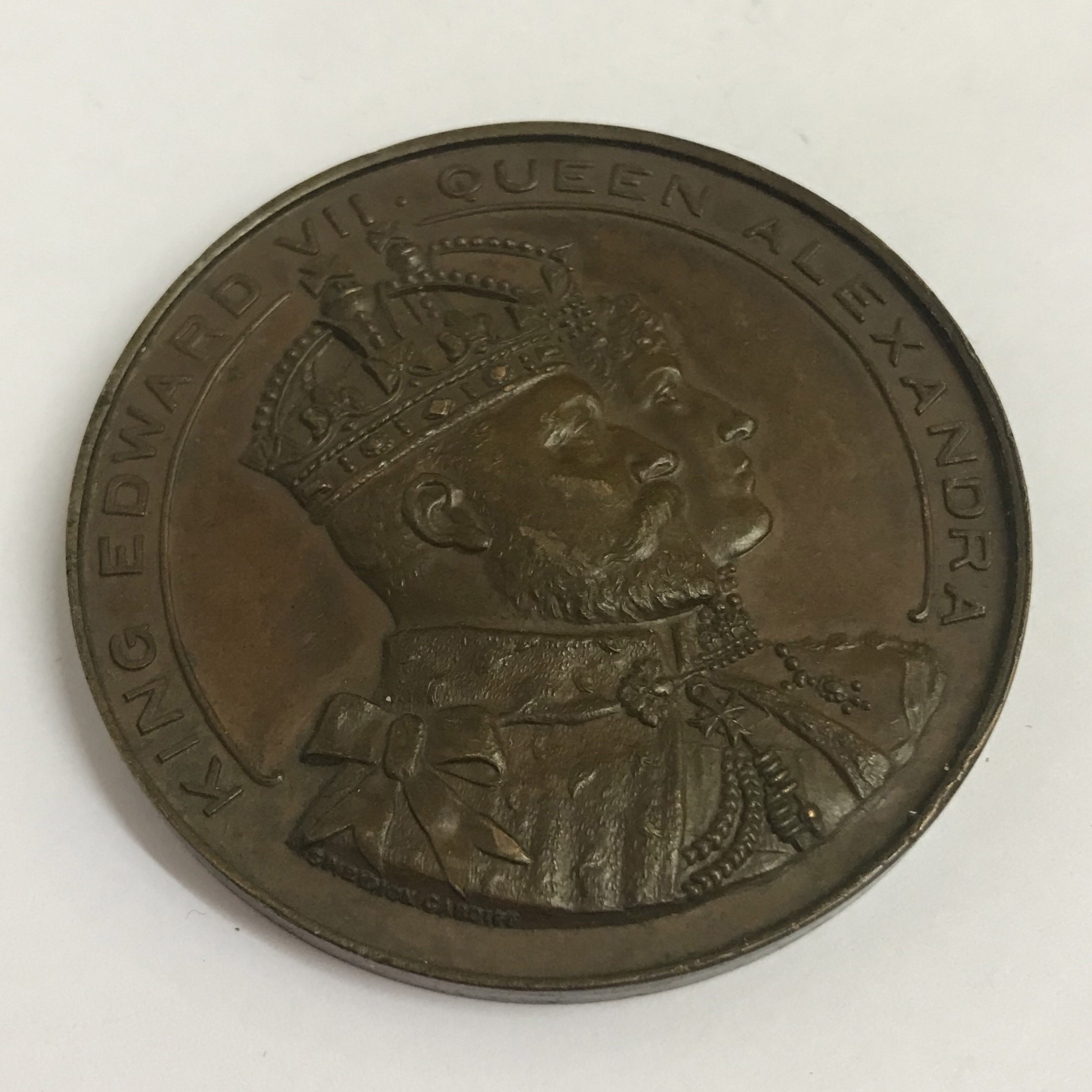 1902 CORONATION BRONZE MEDAL FOR KING EDWARD VII & CARDIFF VISIT MEDAL - Image 3 of 6