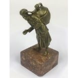 BRONZE FIGURINE WATER CARRIER ON MARBLE BASE