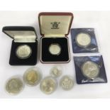 SMALL GROUP OF SILVER COINS, INCLUDING AUSTRALIA 1990 10 DOLLARS & TWO POUND FOOTBALL EURO 96