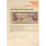 SPECIMEN TRAVELLERS CHEQUES OF THOMAS COOK, BANK OF AMERICA & 1ST NATIONAL CITY CORPORATION