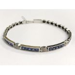 14CT WHITE GOLD GEMSTONE DIAMOND BRACELET app. 7" long