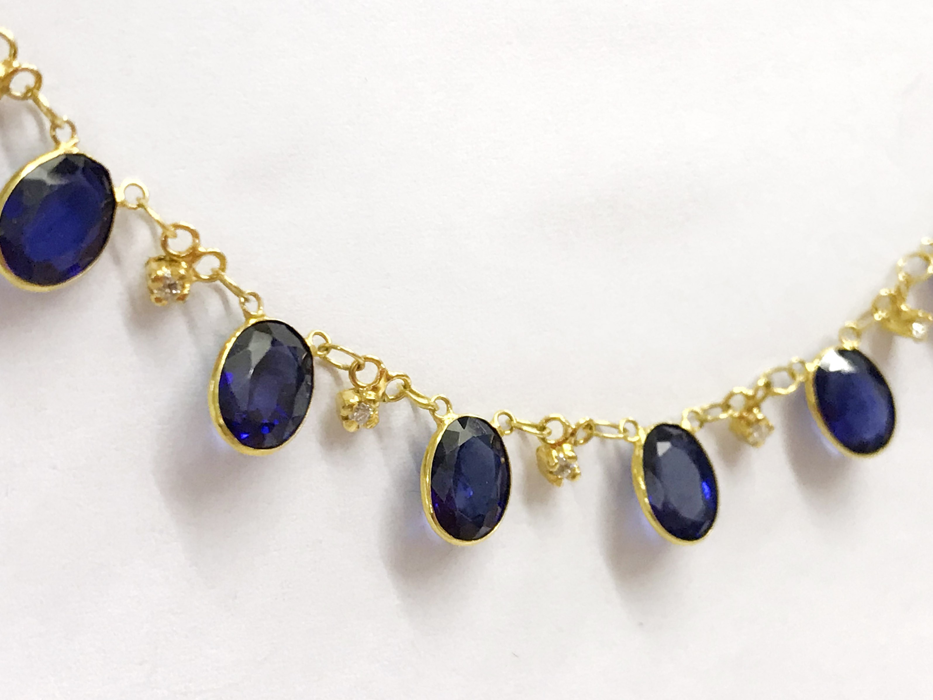 14CT GOLD SAPPHIRE & DIAMOND NECKLACE - Image 4 of 6