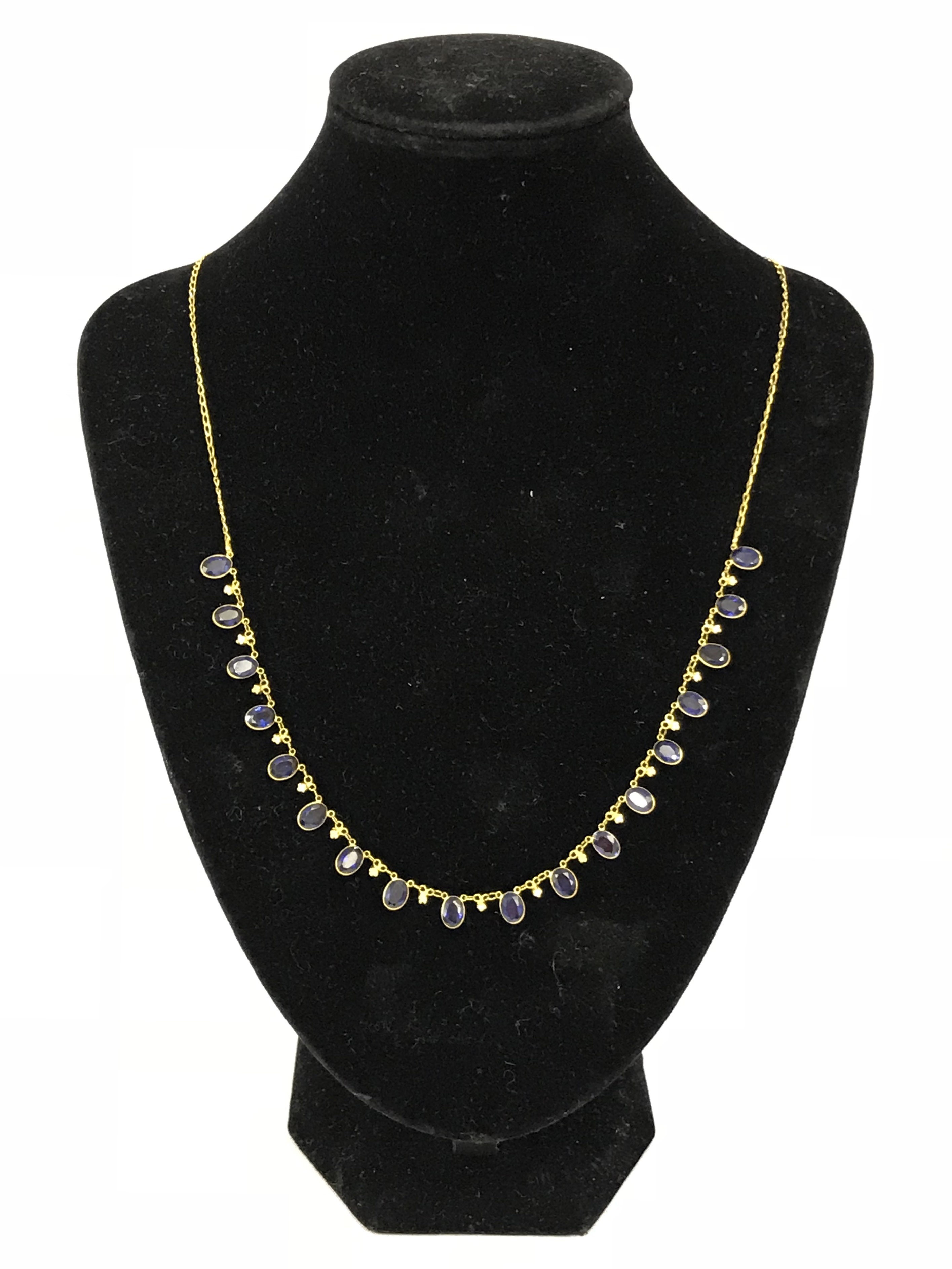 14CT GOLD SAPPHIRE & DIAMOND NECKLACE - Image 3 of 6