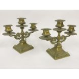 PAIR OF BRASS CANDELABRA CANDLESTICKS (C.1880)