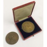 1902 CORONATION BRONZE MEDAL FOR KING EDWARD VII & CARDIFF VISIT MEDAL