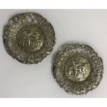 TWO ANTIQUE HALLMARKED SILVER PIN DISHES WITH CHERUBS