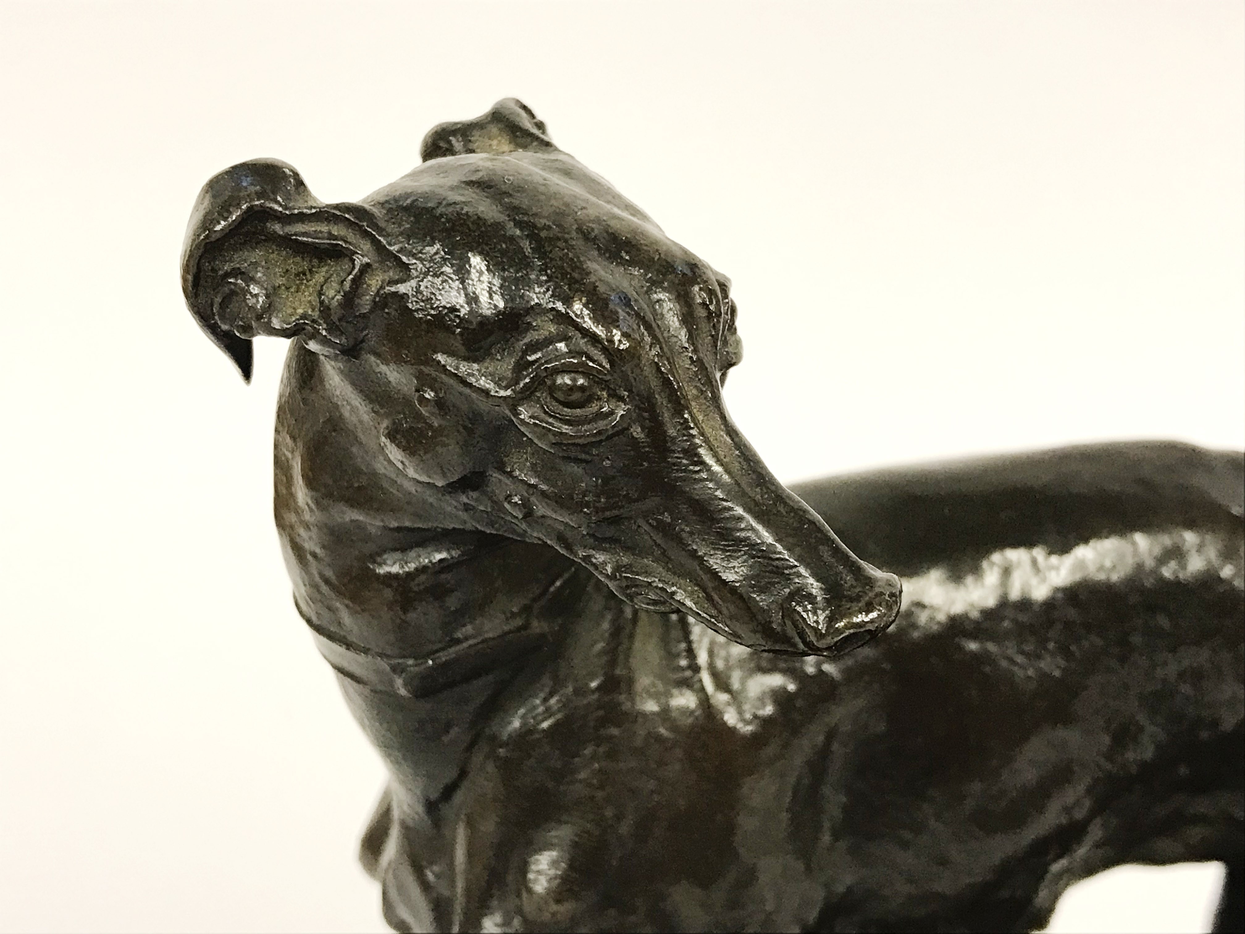 BRONZE FIGURINE - TWO WHIPPETS ON OVAL BASE SIGNED PJ MENE - Image 3 of 9