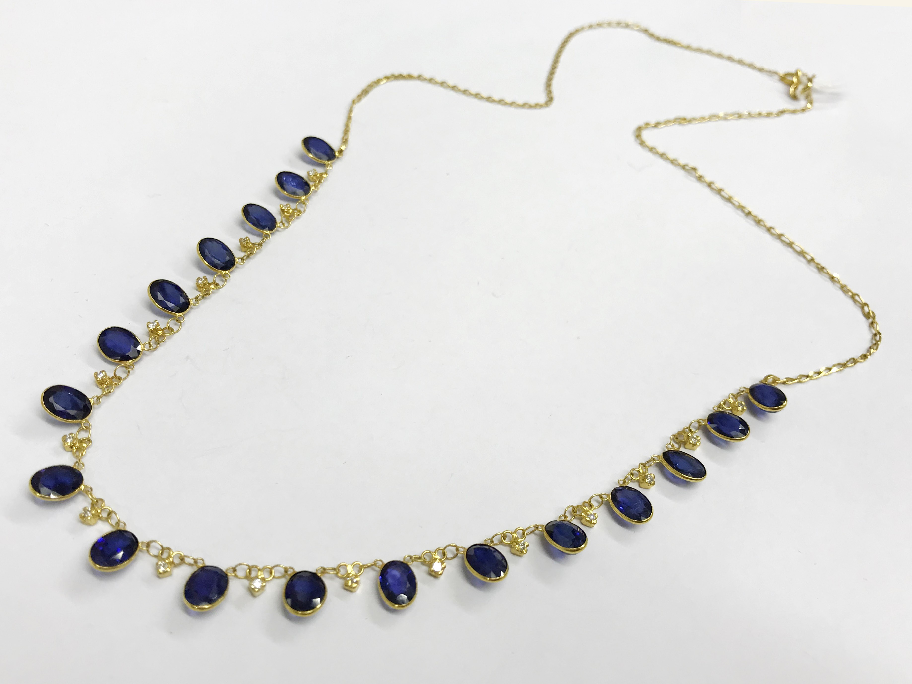 14CT GOLD SAPPHIRE & DIAMOND NECKLACE