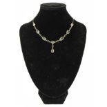 14CT GOLD AQUAMARNE & SAPPHIRE NECKLACE